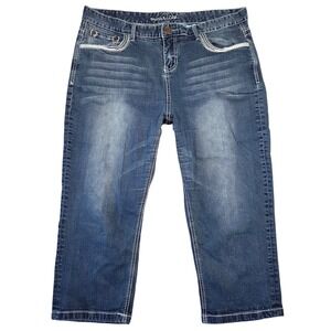 Maurices Curvy Fit Denim Capri Jeans Womens 15/16 Regular Dark Wash Western Boho